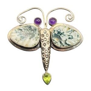 The Dreamer Margaret Thurman sterling silver stone dragonfly brooch pin pendant